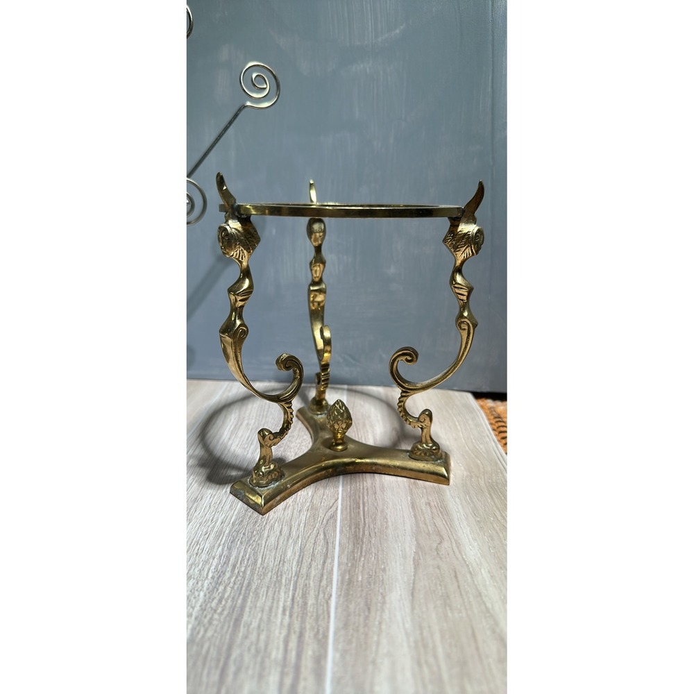 Vintage Brass Globe Stand Or Stand for Sphere Sculpture Decor